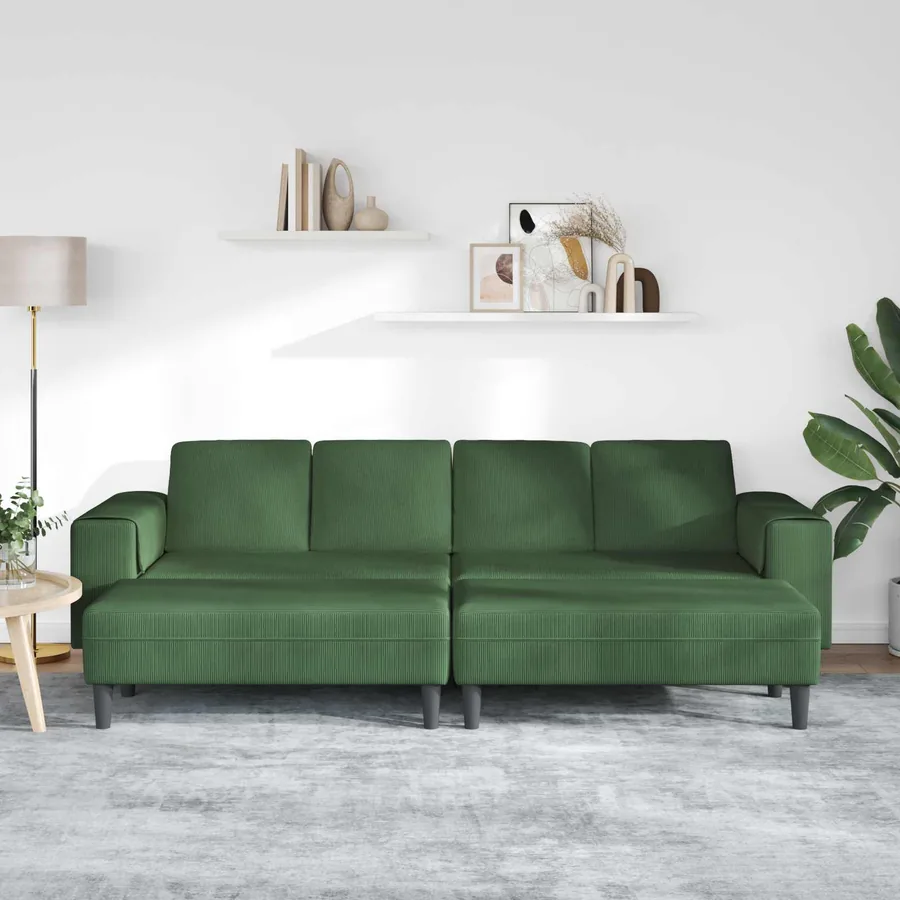 Canapé Vert foncé 250 x 188 x 76 cm Tissu en velours côtelé - 3