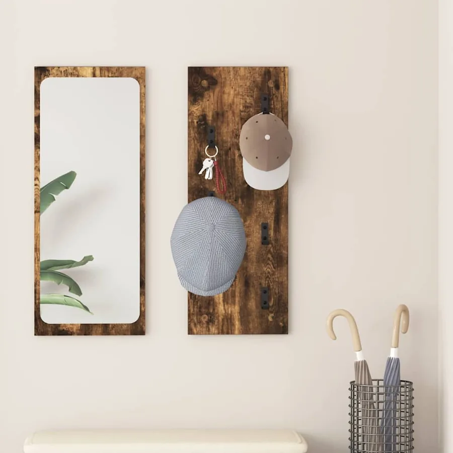 Porte-manteau mural Montage mural Chêne fumé 30 x 1,5 x 80 cm