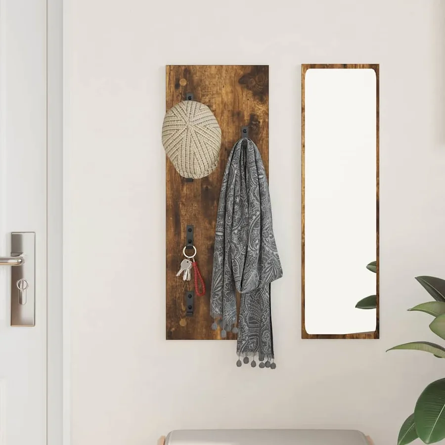 Porte-manteau mural Montage mural Chêne fumé 30 x 1,5 x 80 cm - 4
