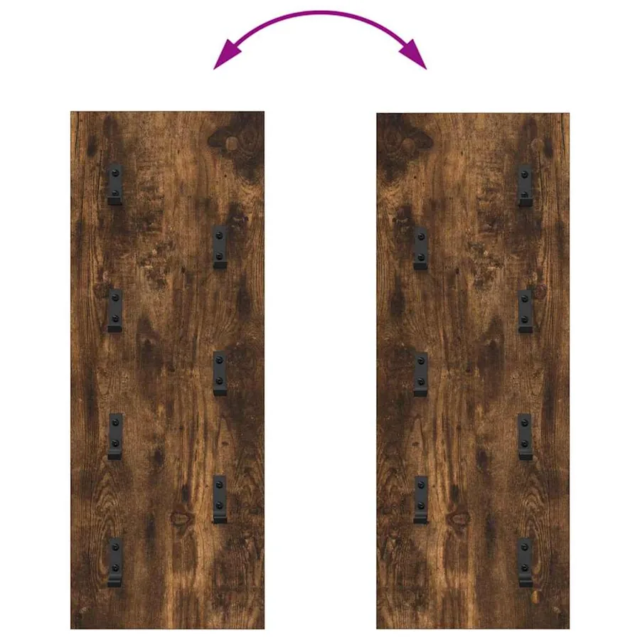 Porte-manteau mural Montage mural Chêne fumé 30 x 1,5 x 80 cm - 9