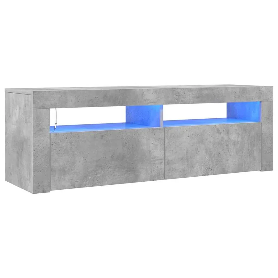 Meuble TV avec lumières LED gris béton 120x35x40 cm - 2
