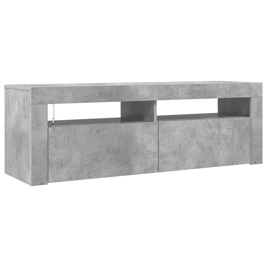 Meuble TV avec lumières LED gris béton 120x35x40 cm - 3