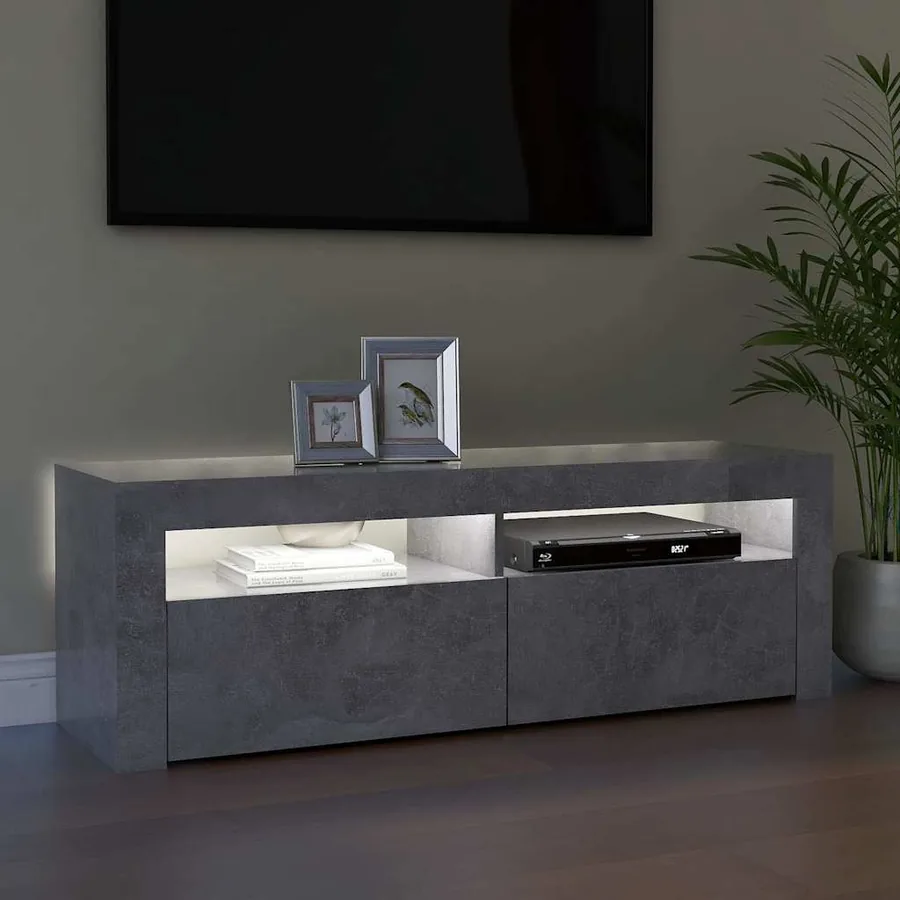 Meuble TV avec lumières LED gris béton 120x35x40 cm - 4
