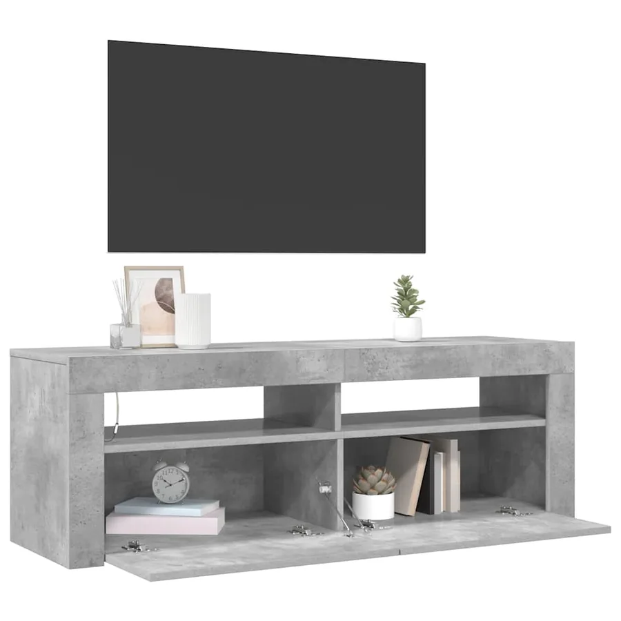 Meuble TV avec lumières LED gris béton 120x35x40 cm - 7