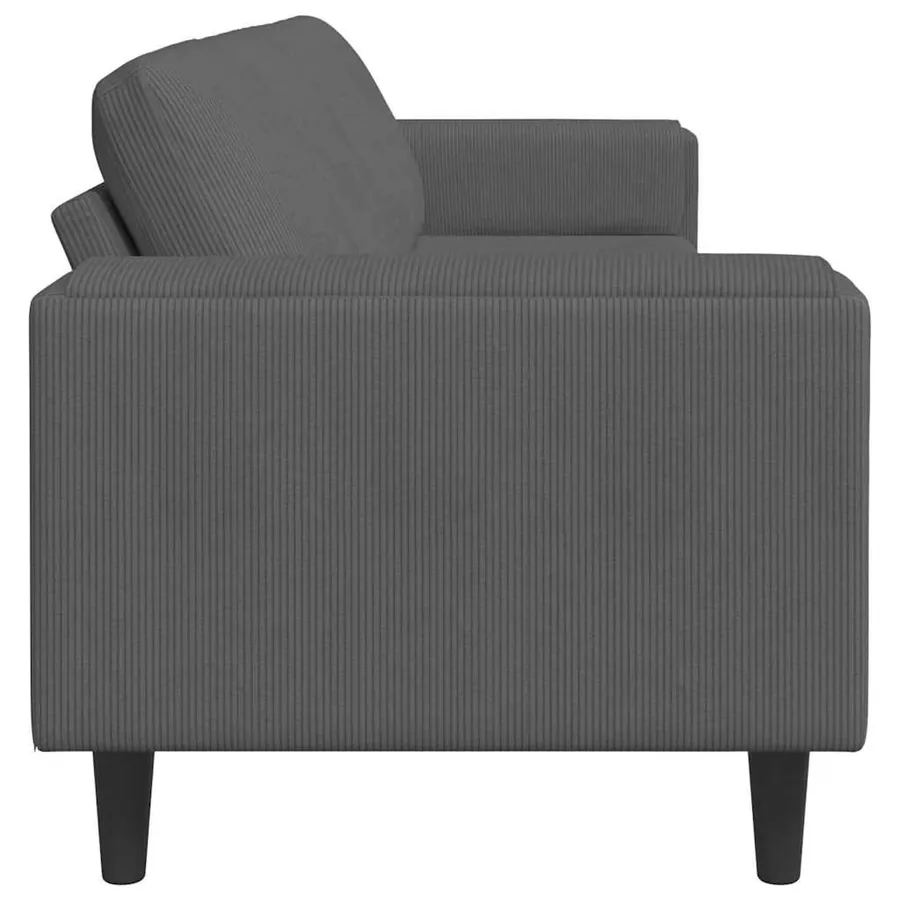 Canapé Gris foncé 250 x 77 x 76 cm Tissu en velours côtelé - 5