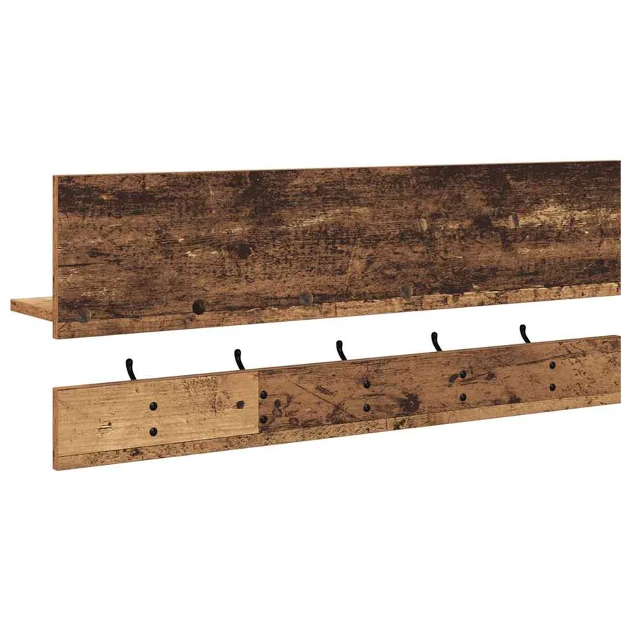 Porte-manteau mural avec étagère Bois ancien 90 x 15 x 36 cm - 7