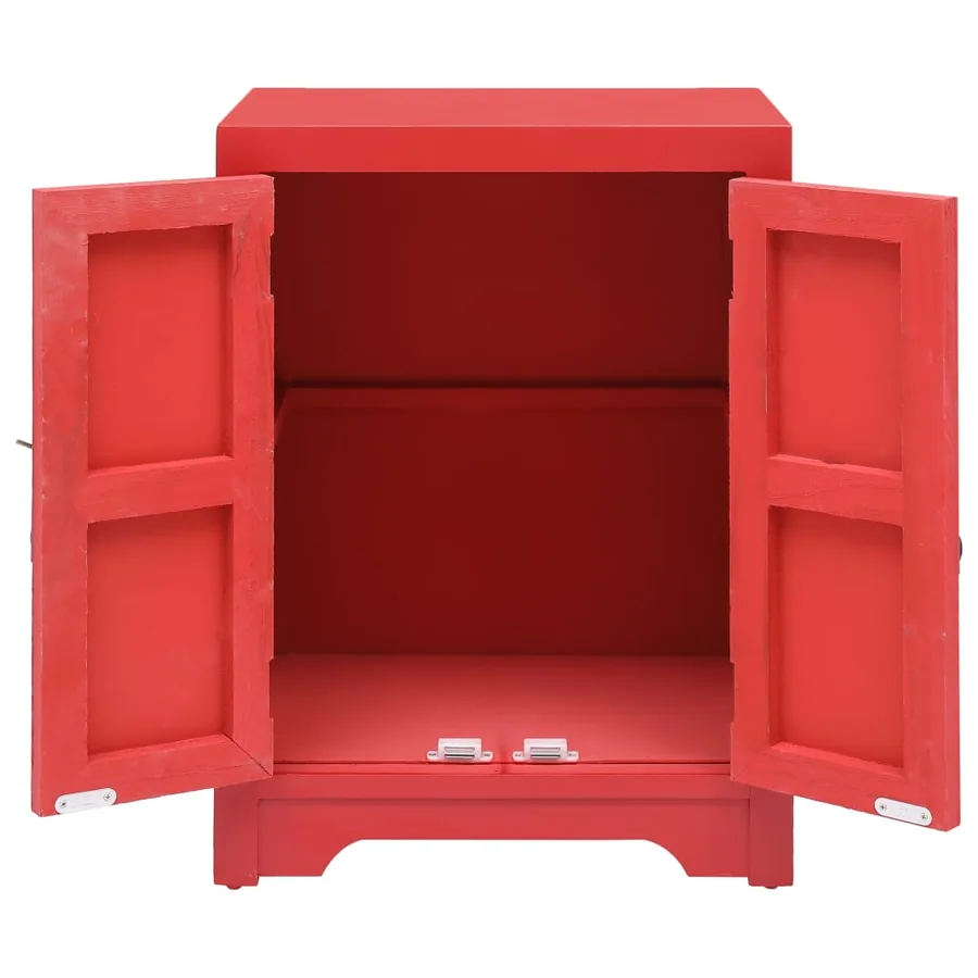 Table de chevet Rouge 38 x 28 x 52 cm Bois de Paulownia - 4