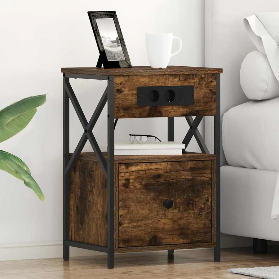 Cabinet de chevet Chêne fumé 40 x 31 x 60 cm Bois d'ingénierie
