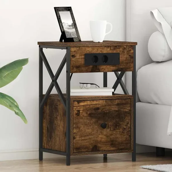 Cabinet de chevet Chêne fumé 40 x 31 x 60 cm Bois d'ingénierie