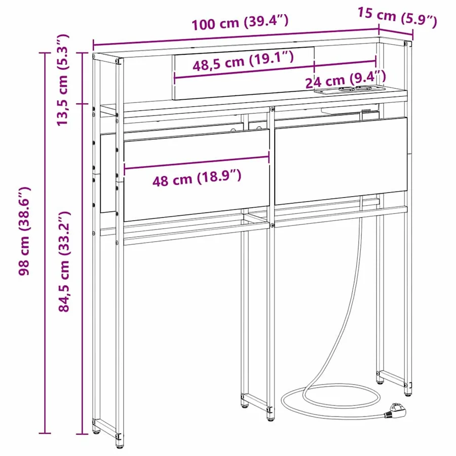 Tête de lit de rangement Chêne marron Bois d'ingénierie - 13
