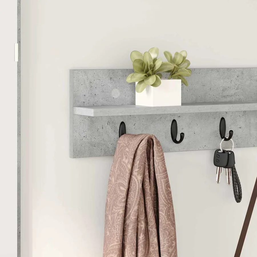Porte-manteau mural Montage mural Gris béton 100 x 10,5 x 18 cm - 4