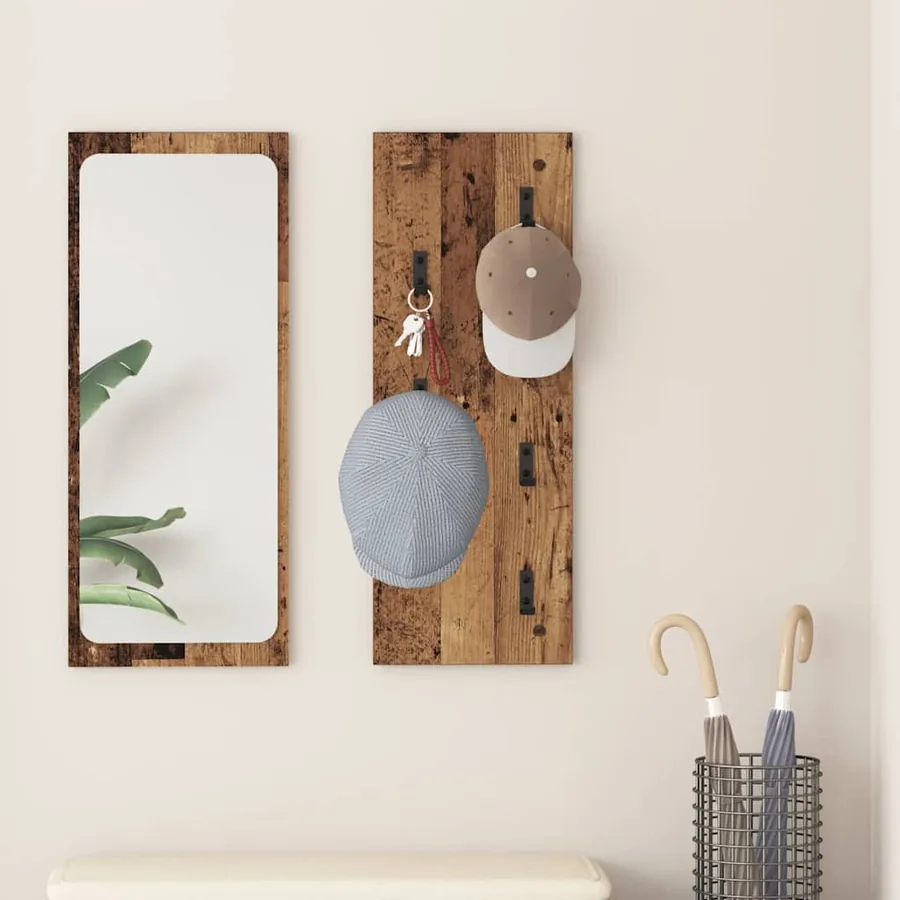 Porte-manteau mural Montage mural Bois ancien 30 x 1,5 x 80 cm