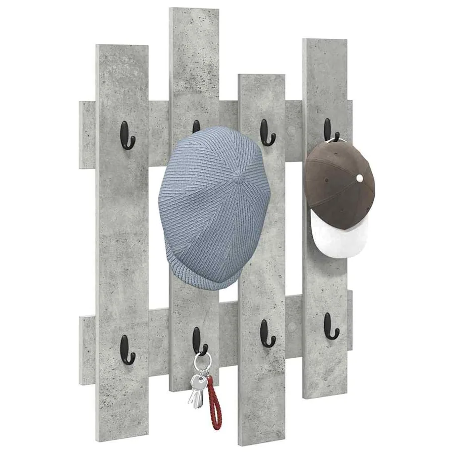 Porte-manteau mural Gris béton 60 x 3 x 82 cm Bois d'ingénierie - 3