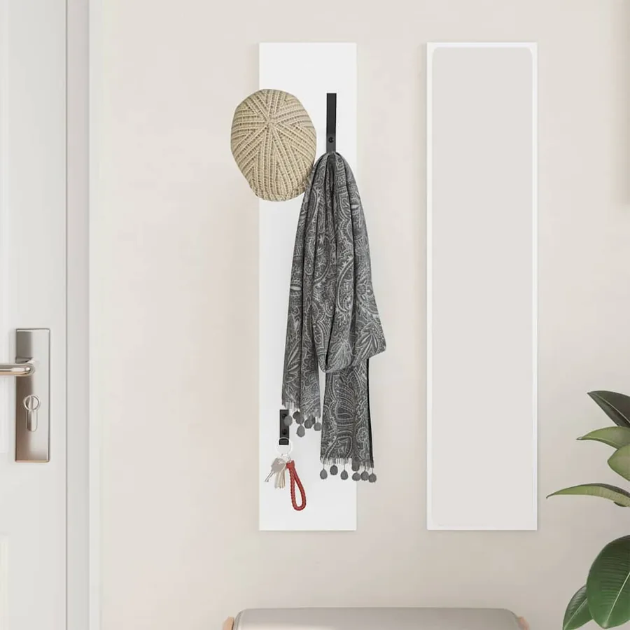 Porte-manteau mural Blanc 20 x 1,5 x 100 cm Bois d'ingénierie - 4