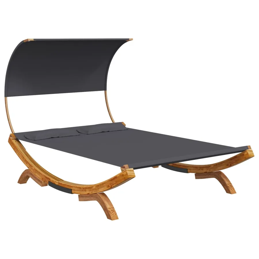 Lit repos et auvent 165x203x126 cm Bois courbé Anthracite - 2