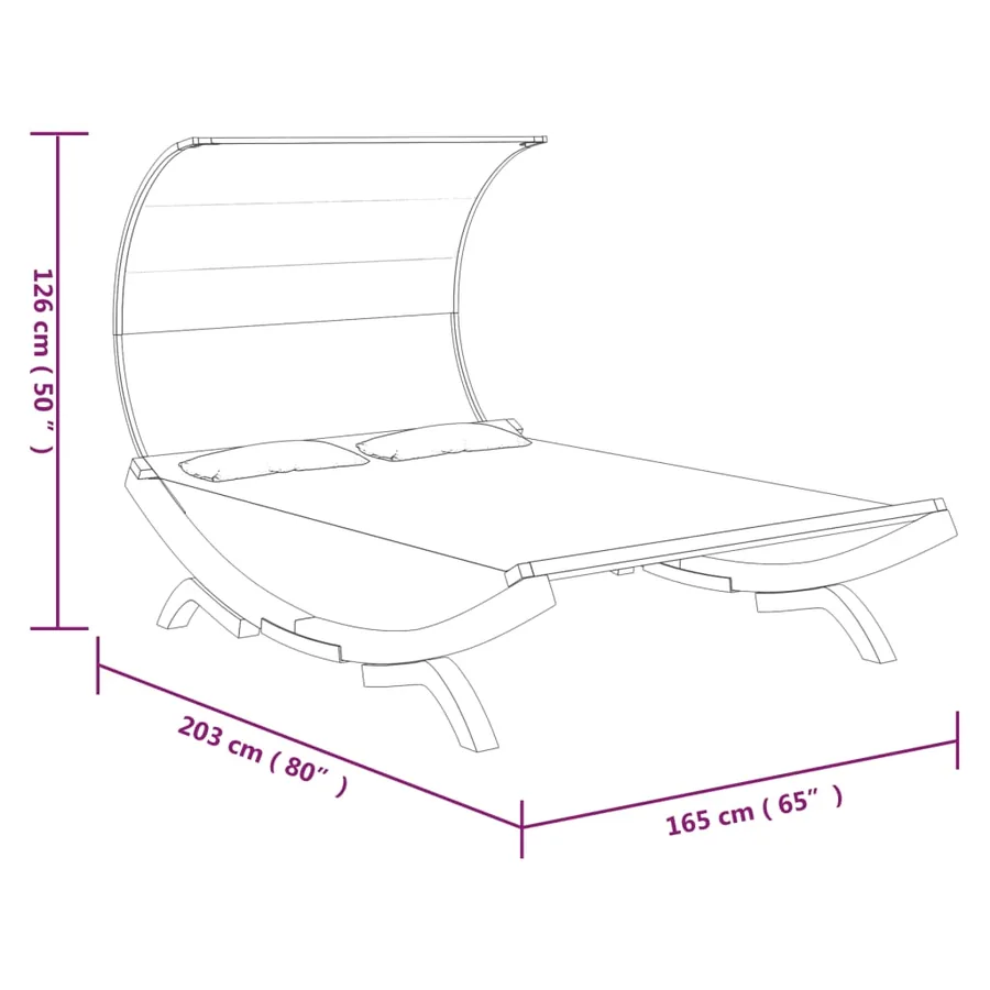 Lit repos et auvent 165x203x126 cm Bois courbé Anthracite - 6