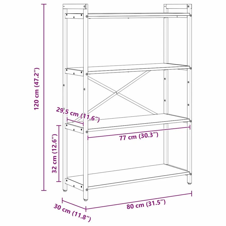Étagère Chêne noir 80 x 30 x 120 cm Bois d'ingénierie - 11
