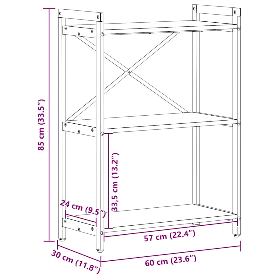 Étagère Chêne Sonoma 60 x 30 x 85 cm Bois d'ingénierie - 12