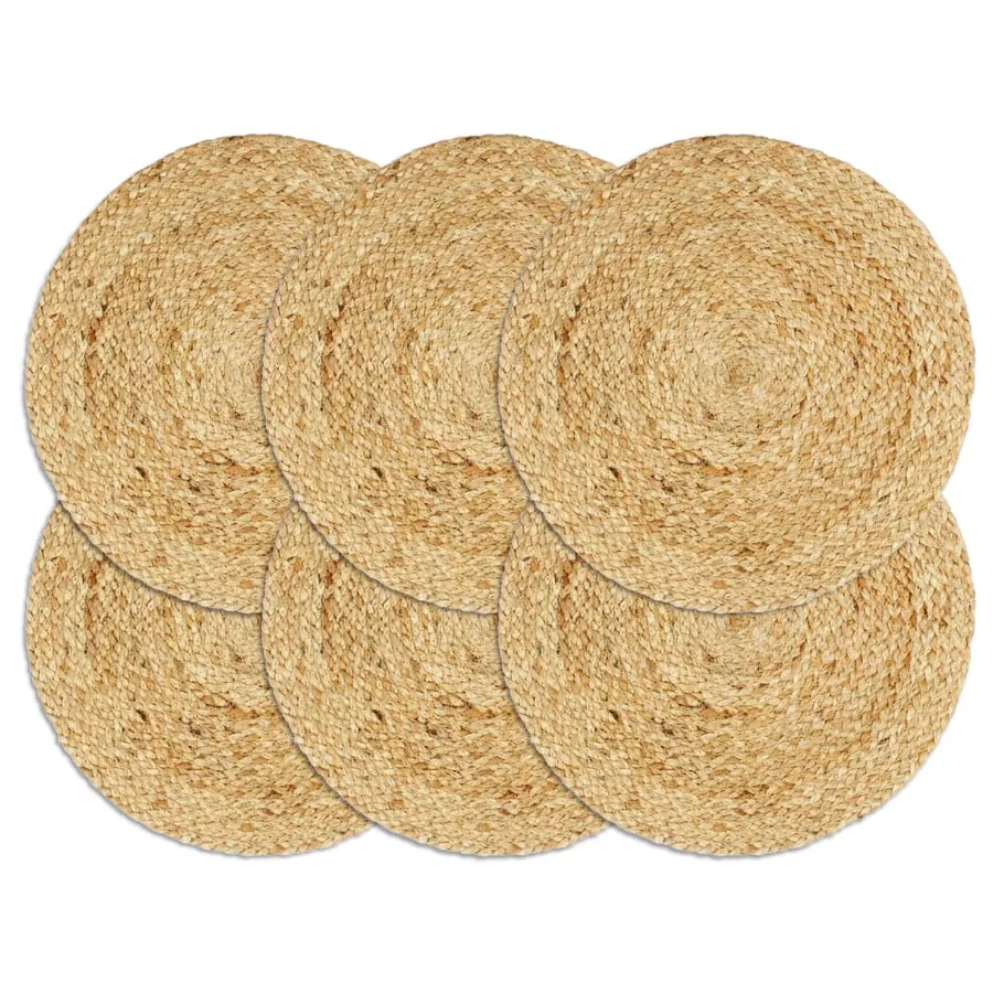 Napperons 6 pcs Naturel Plain 38 cm Rond Jute