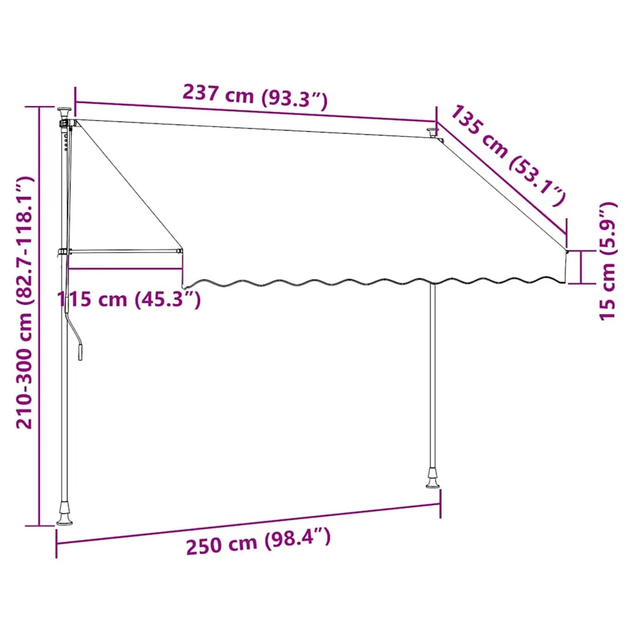 Auvent manuel rétractable 250 cm Crème - 8