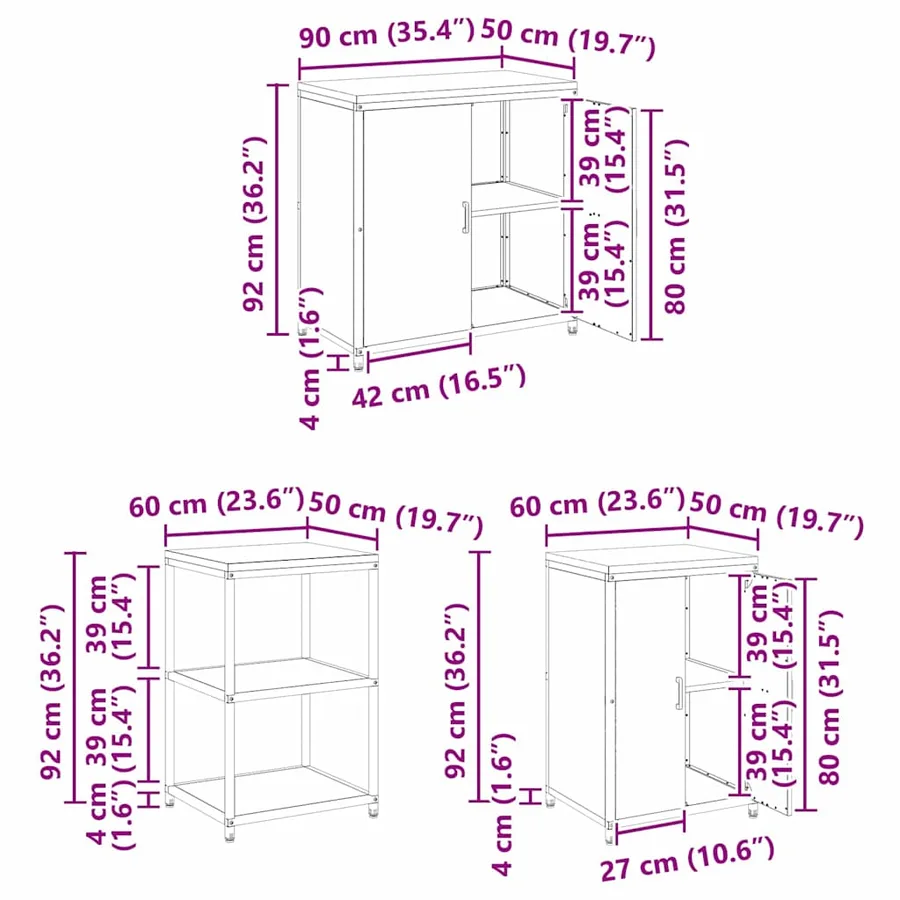 Ensemble de rangement cuisine HATTEM 3 pcs Blanc - 17