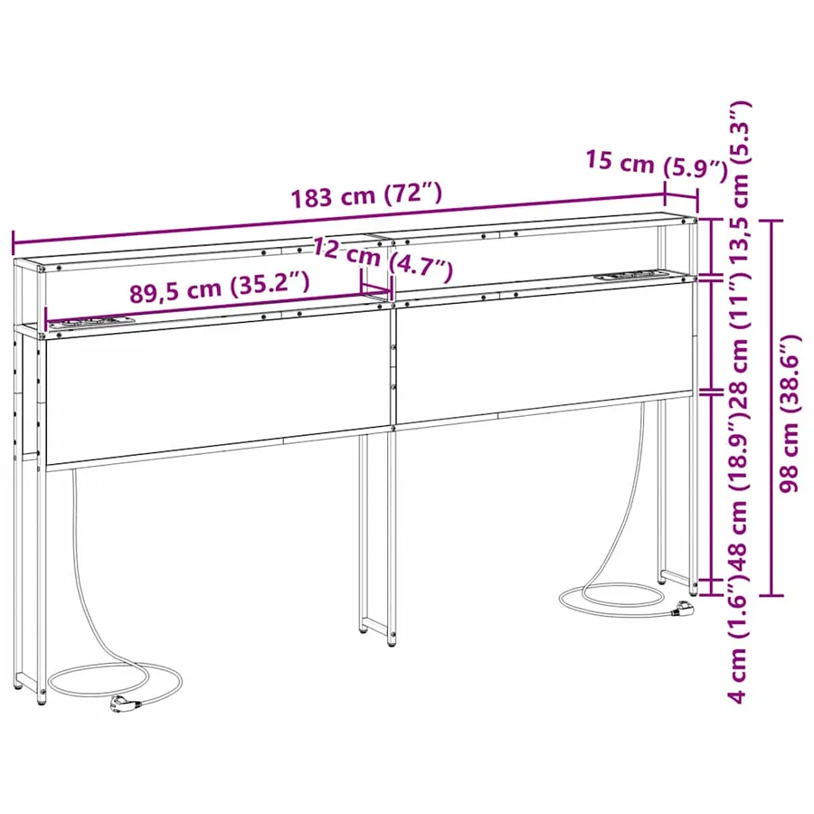 Tête de lit de rangement Chêne fumé Bois d'ingénierie - 13