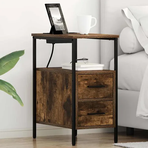 Cabinet de chevet Chêne fumé 30 x 48 x 61 cm Bois d'ingénierie