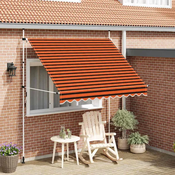 Auvent manuel rétractable 250 cm Orange et marron