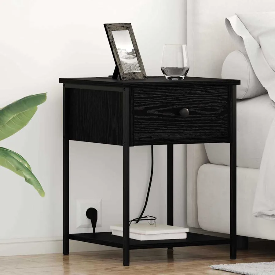 Cabinet de chevet avec tiroir 2 pcs Chêne noir 42 x 41 x 56 cm