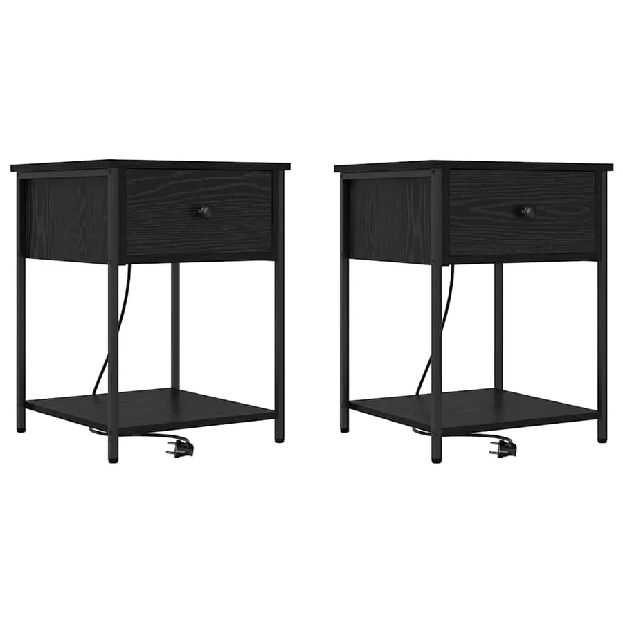 Cabinet de chevet avec tiroir 2 pcs Chêne noir 42 x 41 x 56 cm - 2