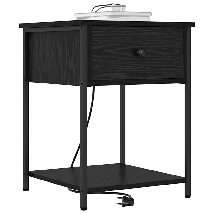Cabinet de chevet avec tiroir 2 pcs Chêne noir 42 x 41 x 56 cm - 3