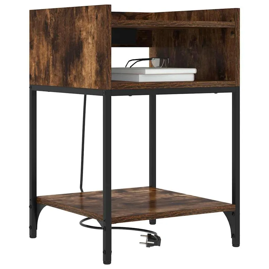 Cabinet de chevet avec étagère 2 pcs Chêne fumé 40 x 40 x 61 cm - 3