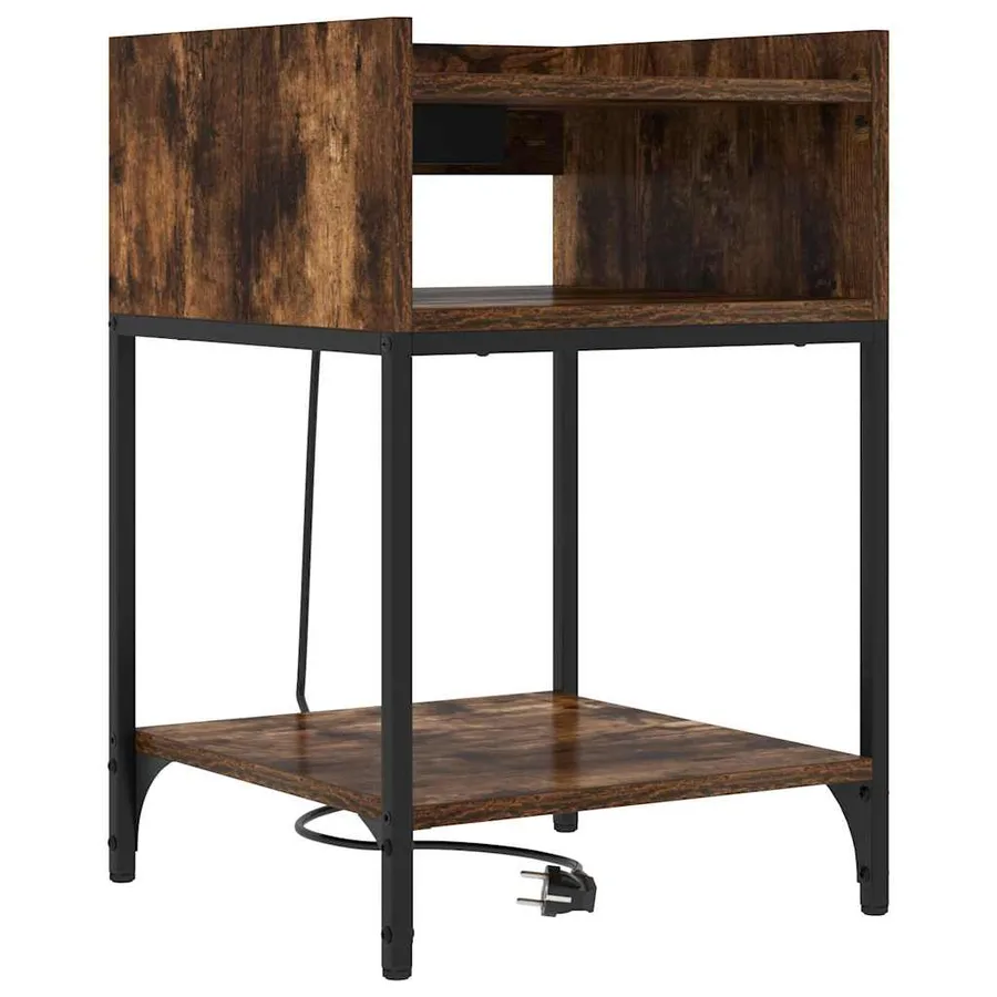 Cabinet de chevet avec étagère 2 pcs Chêne fumé 40 x 40 x 61 cm - 5