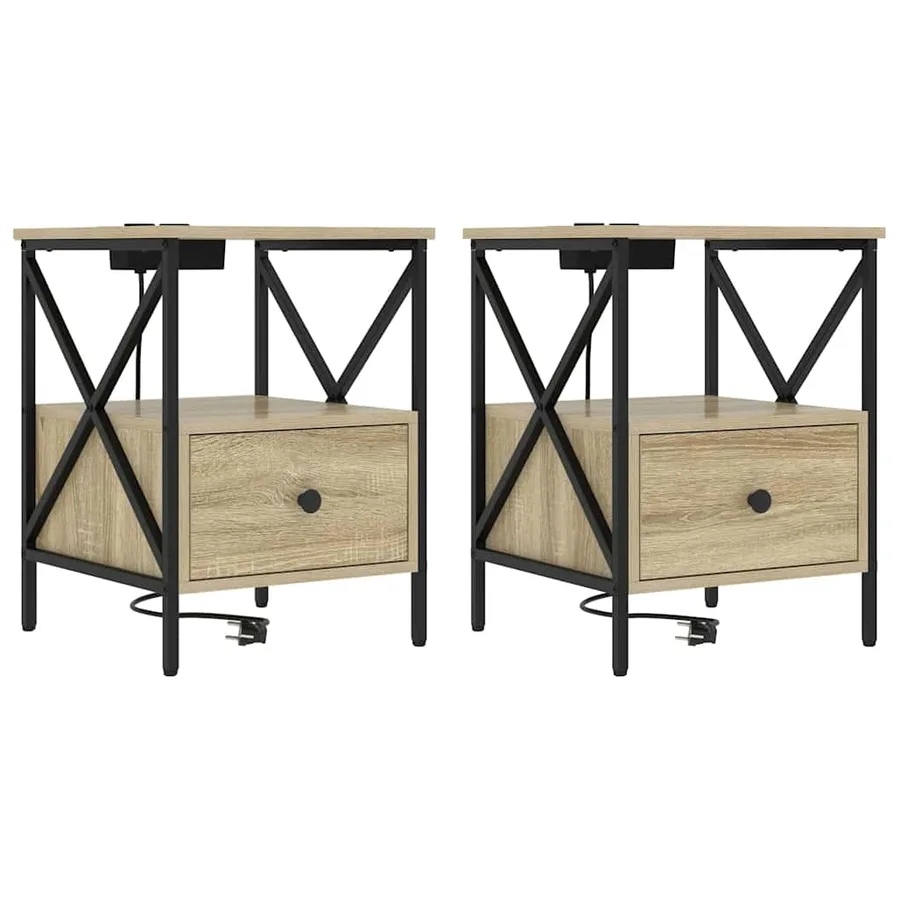 Cabinet de chevet 2 pcs Chêne Sonoma 41,5 x 40,5 x 55 cm - 2