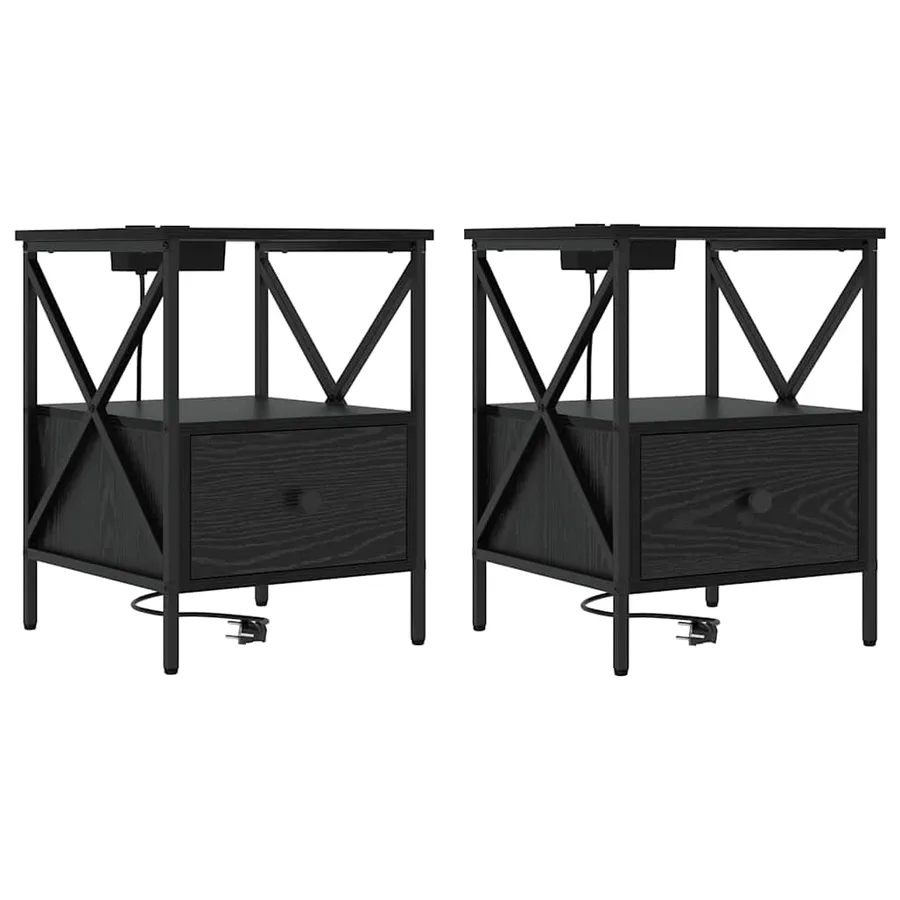 Cabinet de chevet 2 pcs Chêne noir 41,5 x 40,5 x 55 cm - 2
