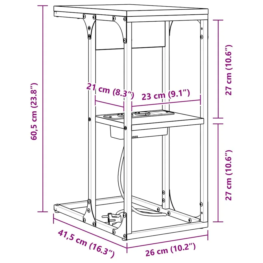 Cabinet de chevet Gris Sonoma 41,5 x 26 x 60,5 cm - 13