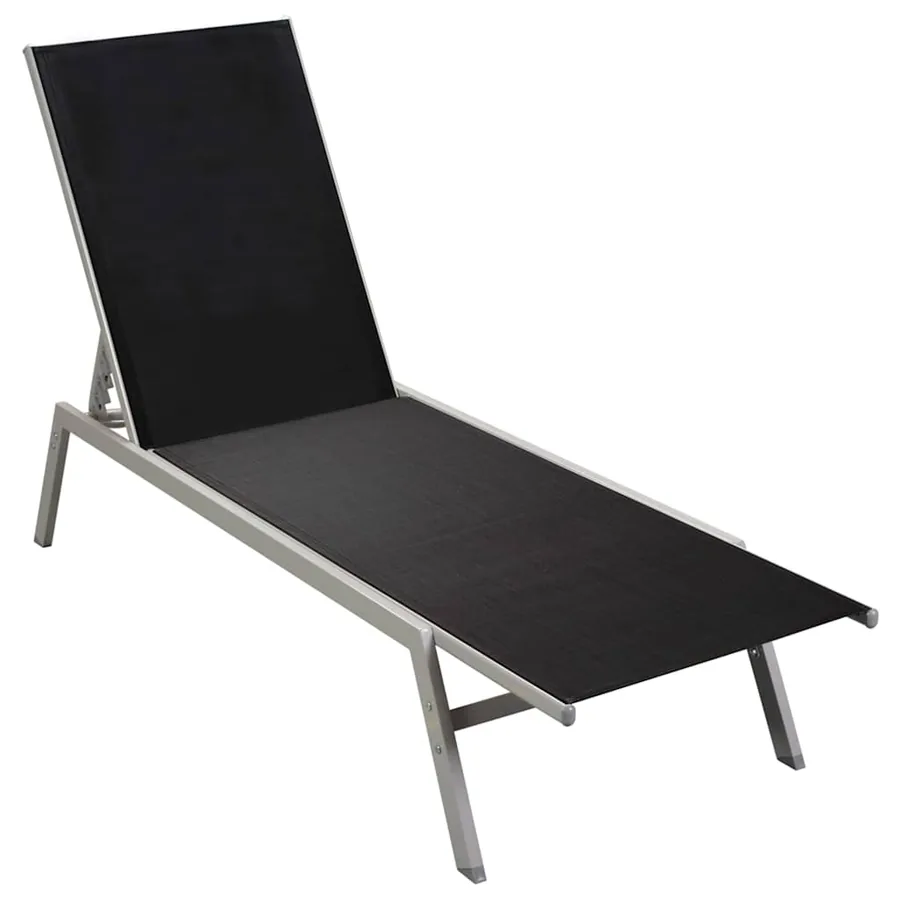 Chaise longue Acier et textilène Noir - 3