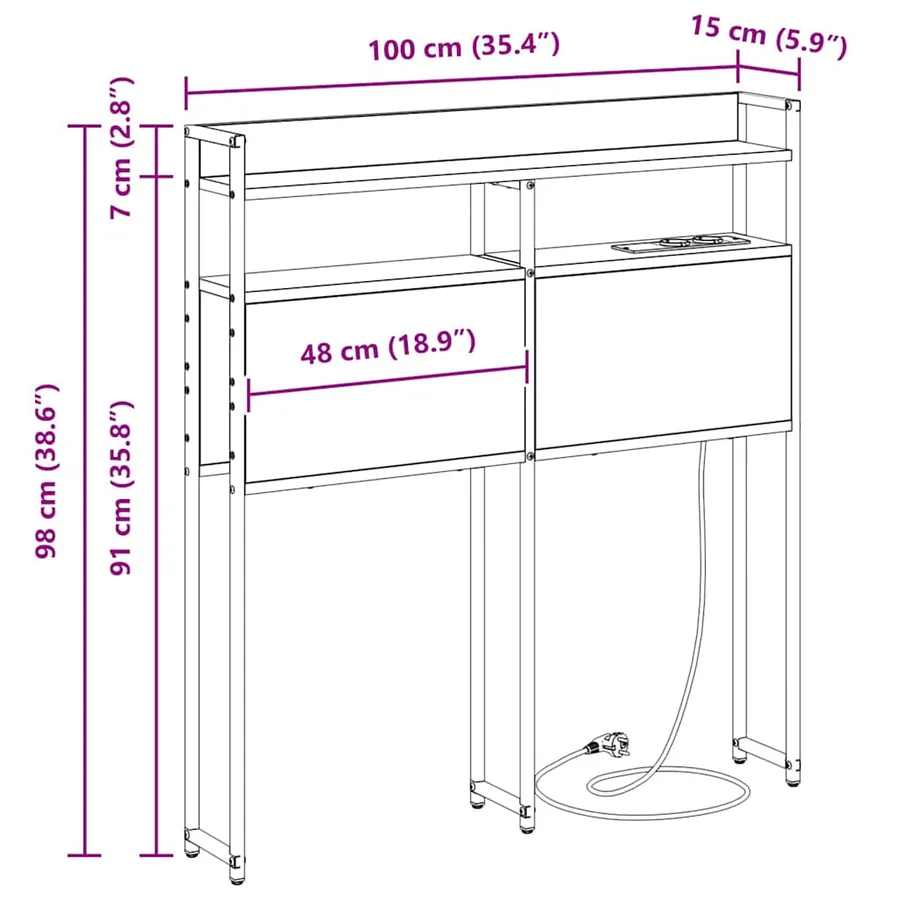 Tête de lit de rangement Chêne sonoma Bois d'ingénierie - 15