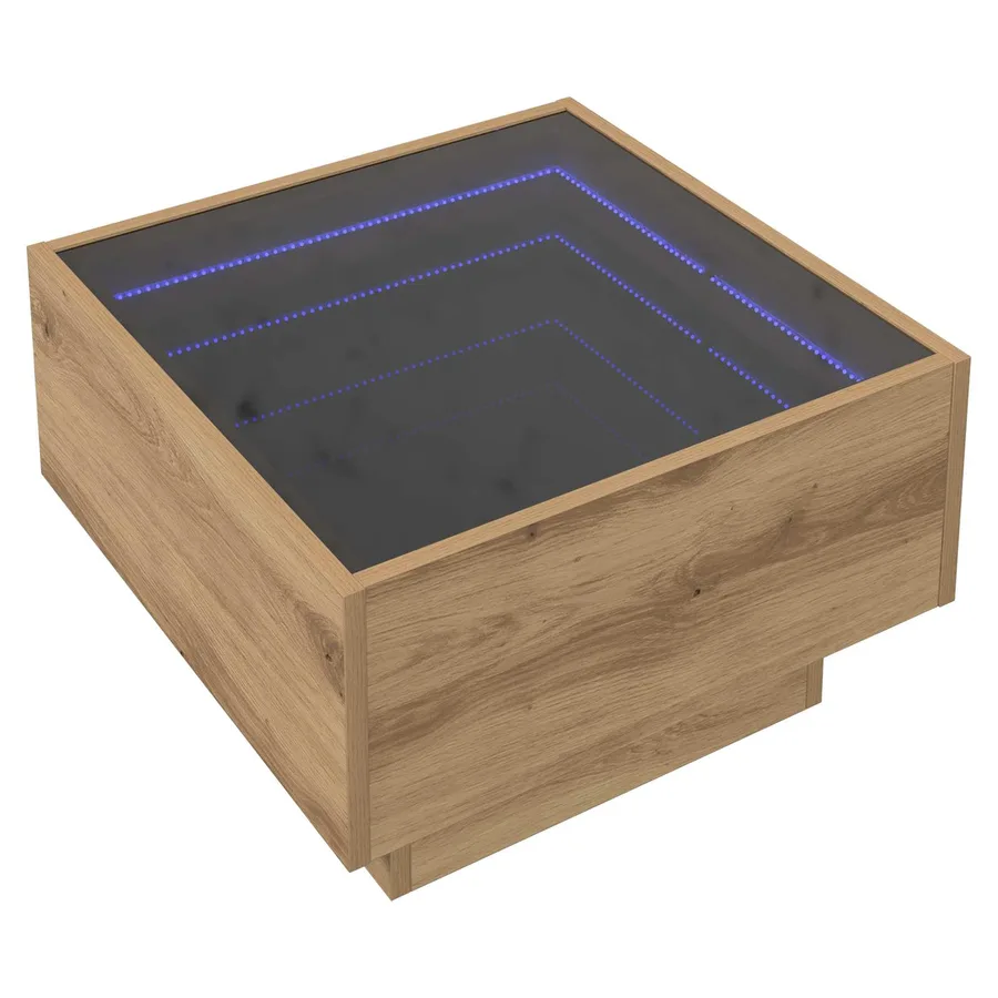 Table basse chêne artisanal 50 x 50 x 30 cm Bois d'ingénierie - 2