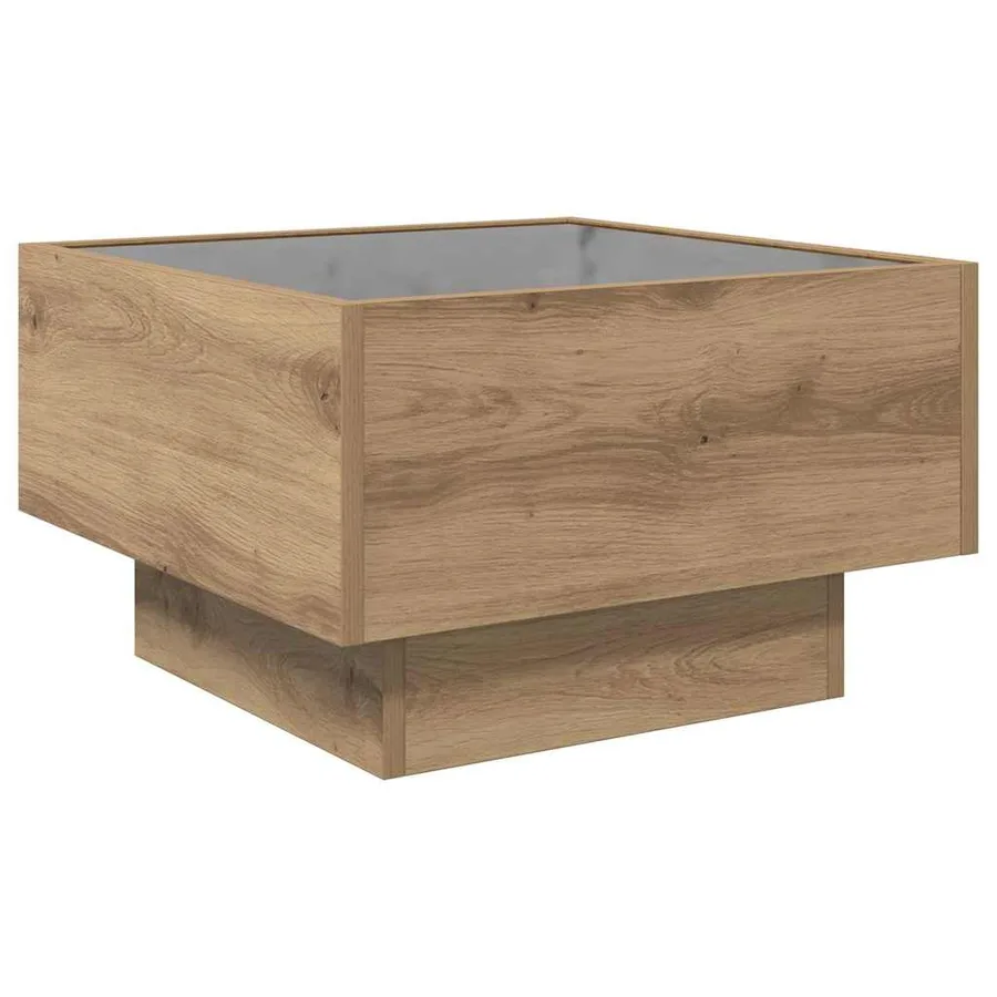 Table basse chêne artisanal 50 x 50 x 30 cm Bois d'ingénierie - 8