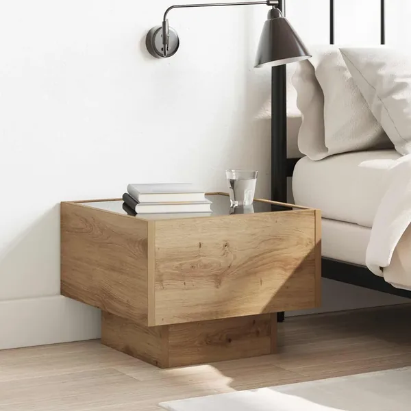 Table basse Chêne artisanal 40 x 40 x 30 cm Bois d'ingénierie