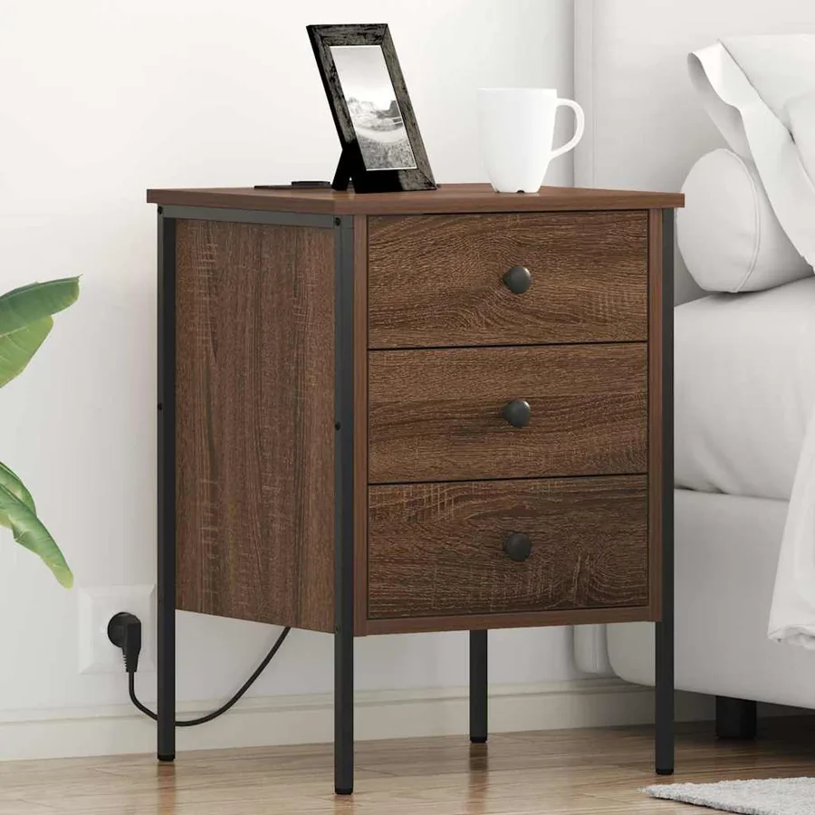 Cabinet de chevet avec tiroir 2 pcs Chêne brun 42 x 41 x 61 cm