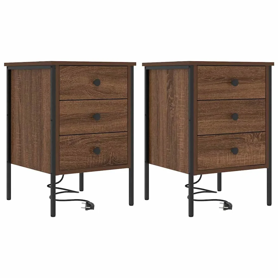 Cabinet de chevet avec tiroir 2 pcs Chêne brun 42 x 41 x 61 cm - 2