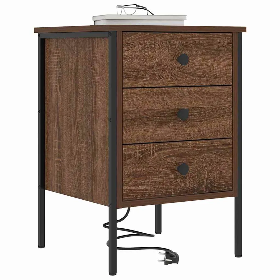 Cabinet de chevet avec tiroir 2 pcs Chêne brun 42 x 41 x 61 cm - 3
