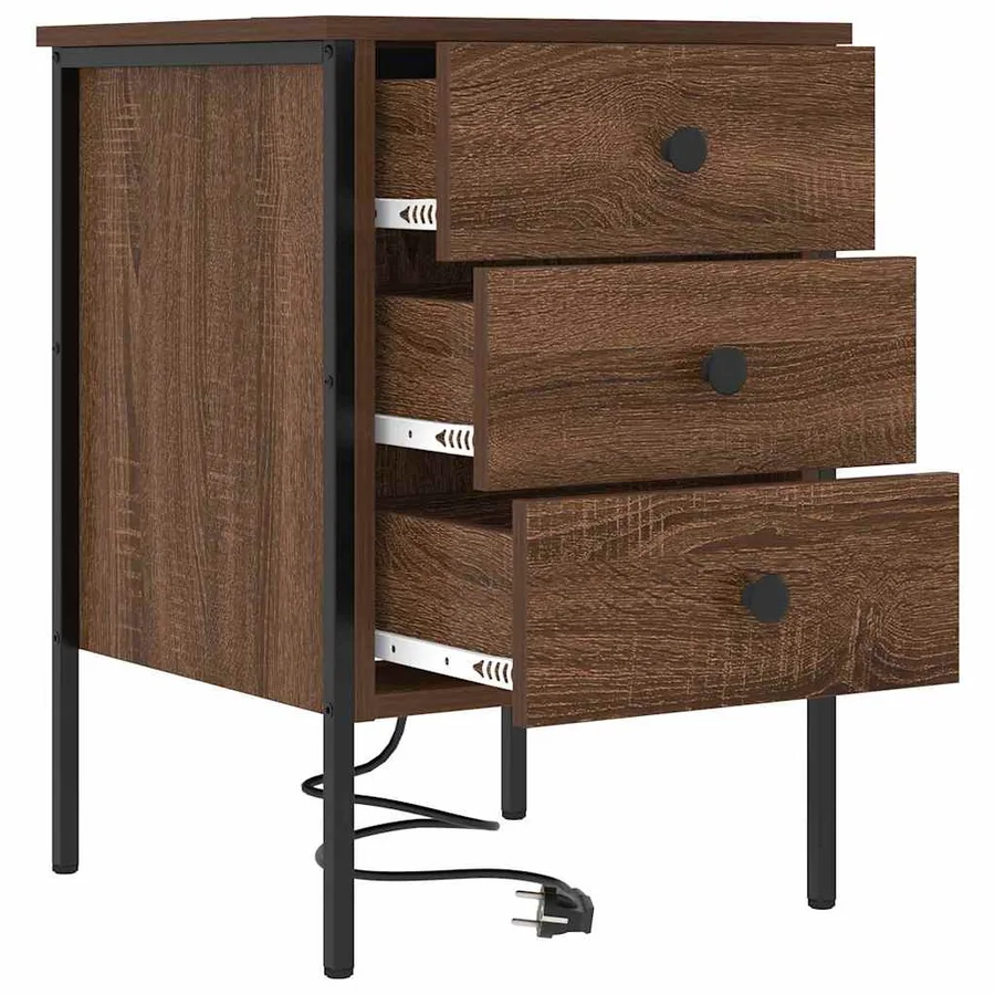 Cabinet de chevet avec tiroir 2 pcs Chêne brun 42 x 41 x 61 cm - 6