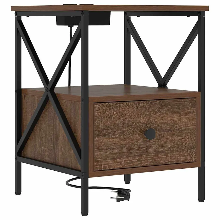 Cabinet de chevet avec tiroir Chêne brun 41,5 x 40,5 x 55 cm - 2