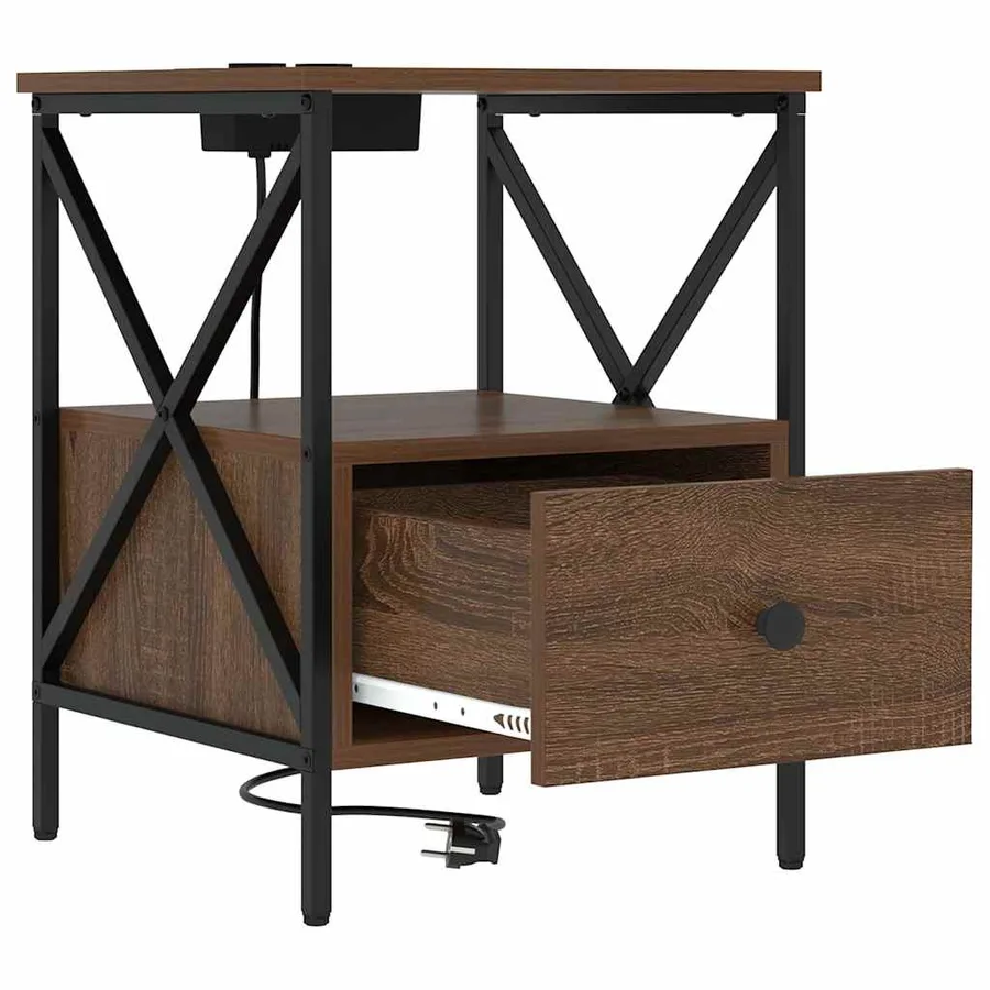 Cabinet de chevet avec tiroir Chêne brun 41,5 x 40,5 x 55 cm - 5
