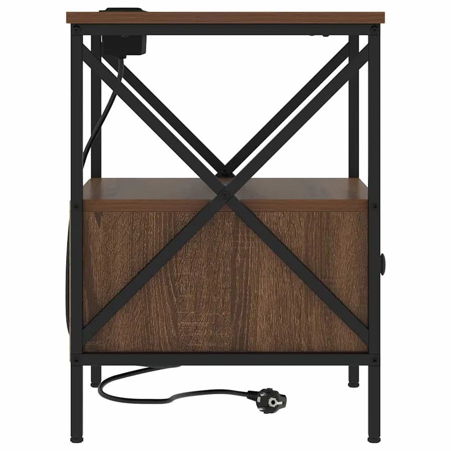 Cabinet de chevet avec tiroir Chêne brun 41,5 x 40,5 x 55 cm - 7