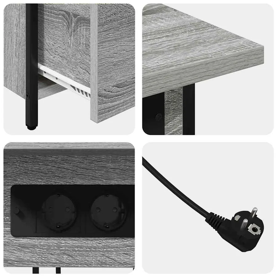 Cabinet de chevet Gris Sonoma 60 x 30 x 61 cm Bois d'ingénierie - 10
