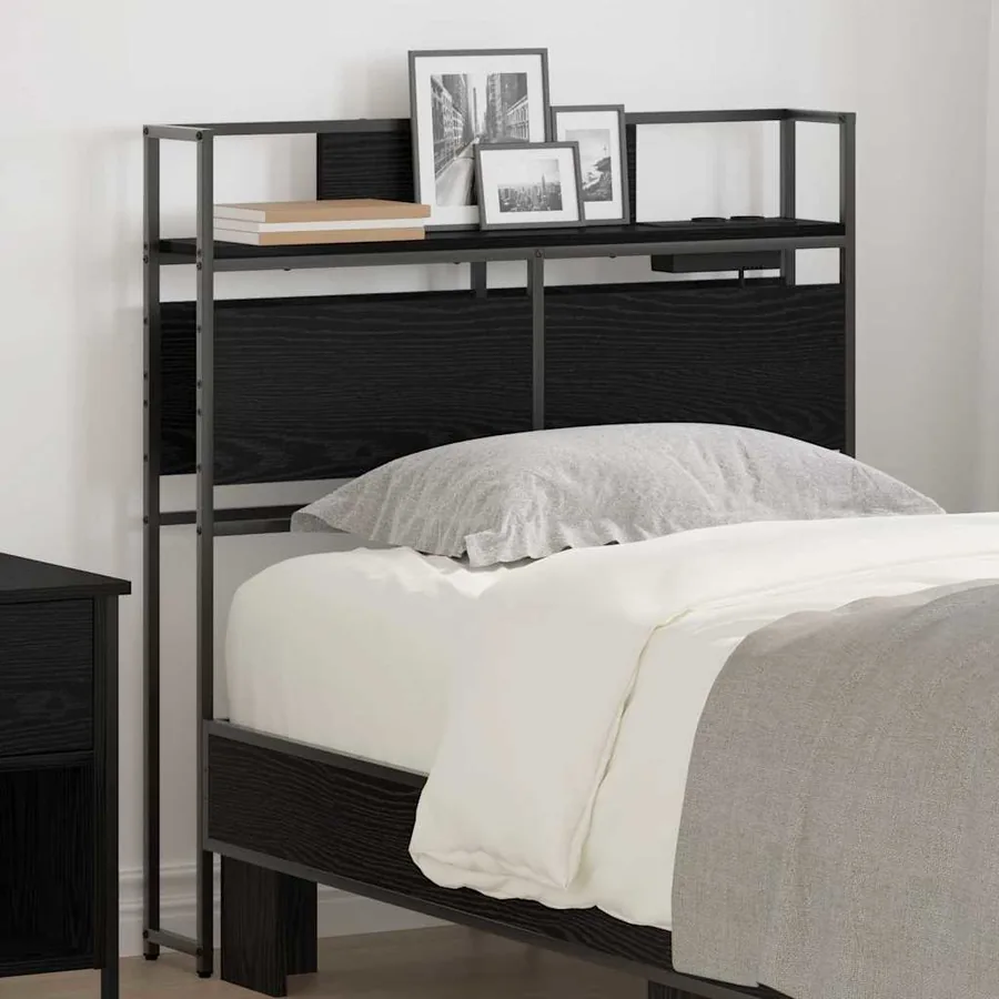 Tête de lit de rangement Chêne noir Bois d'ingénierie